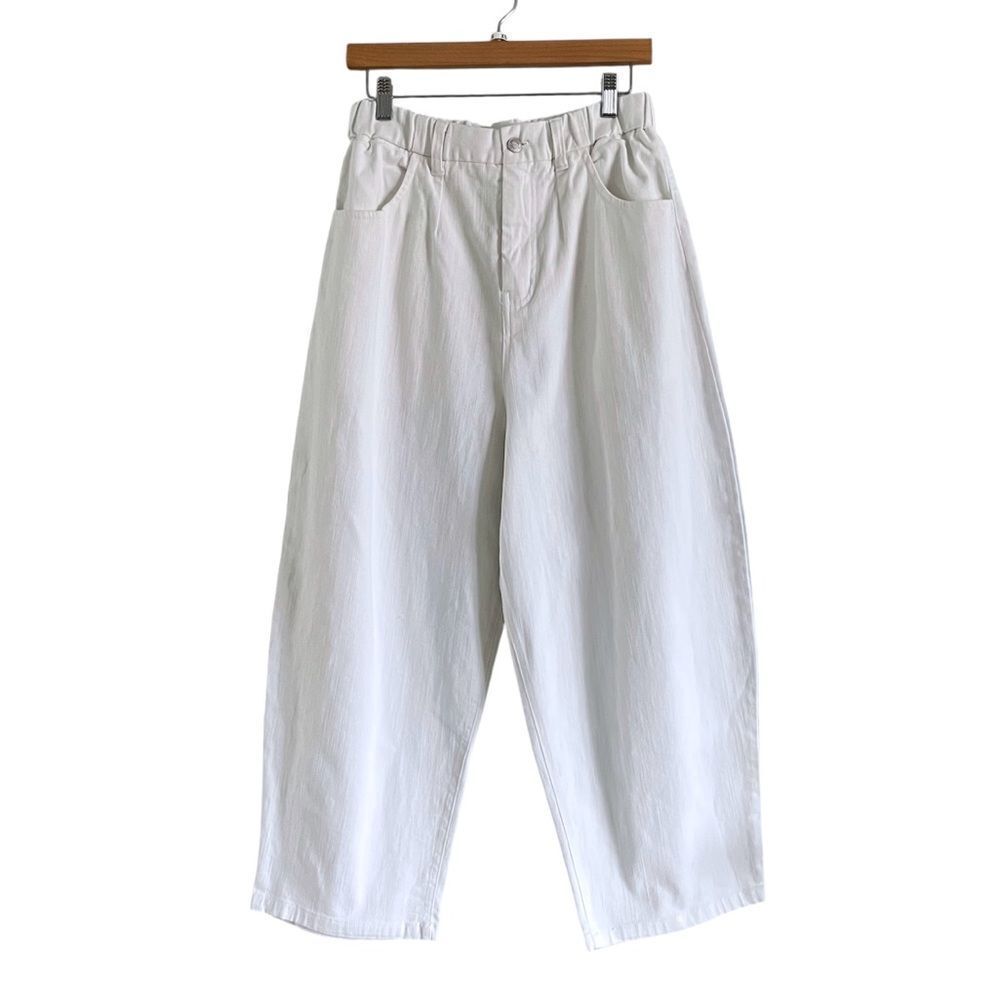 Roucha White Barrel Balloon Leg Jeans